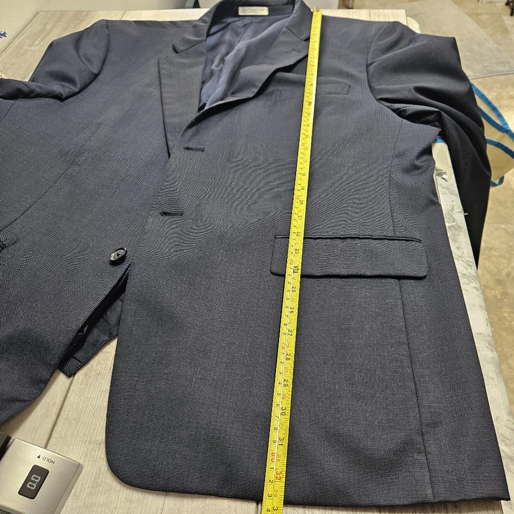John W. Nordstrom Wool Blazer Mens Woven Two Front Buttons 48R Navy Herringbone